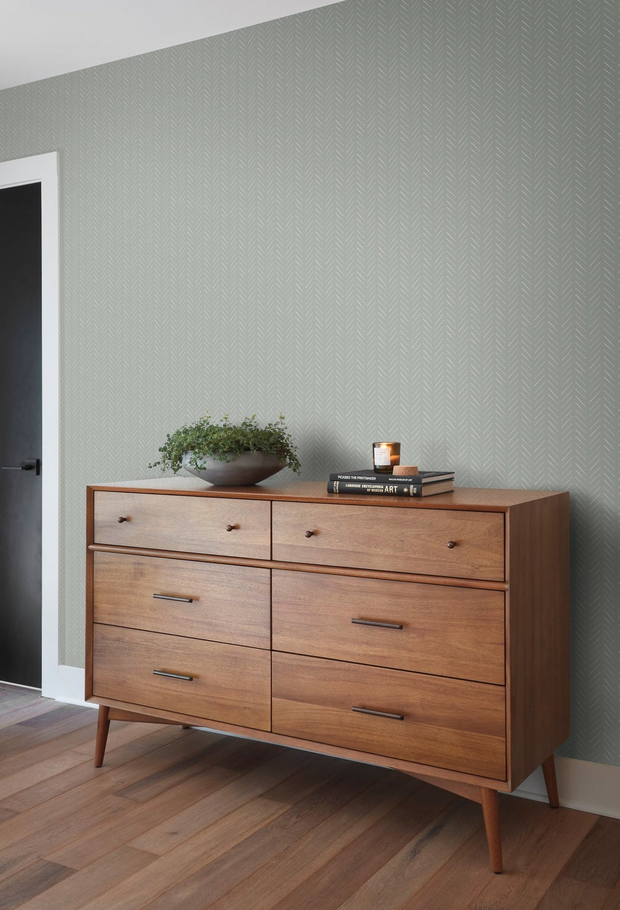 Pick-Up Sticks White Wallpaper with Herringbone Stripe Motif - York MK1172