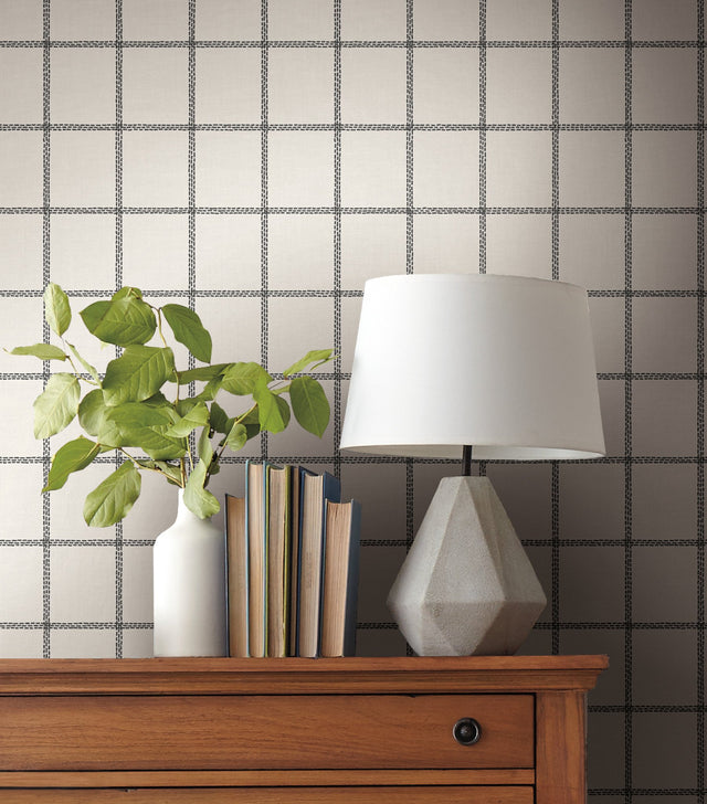 Sunday Best Black Plaid Prepasted Wallpaper - York MK1175