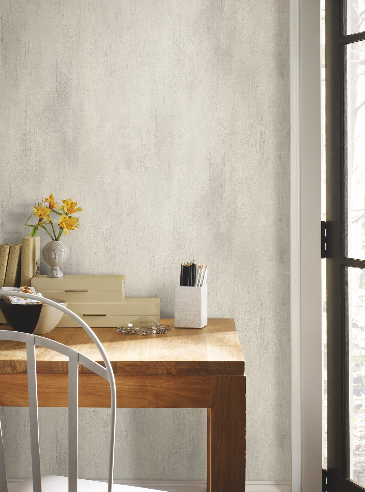 Stucco Finish Warm Grey Textured Wallpaper - York MM1772