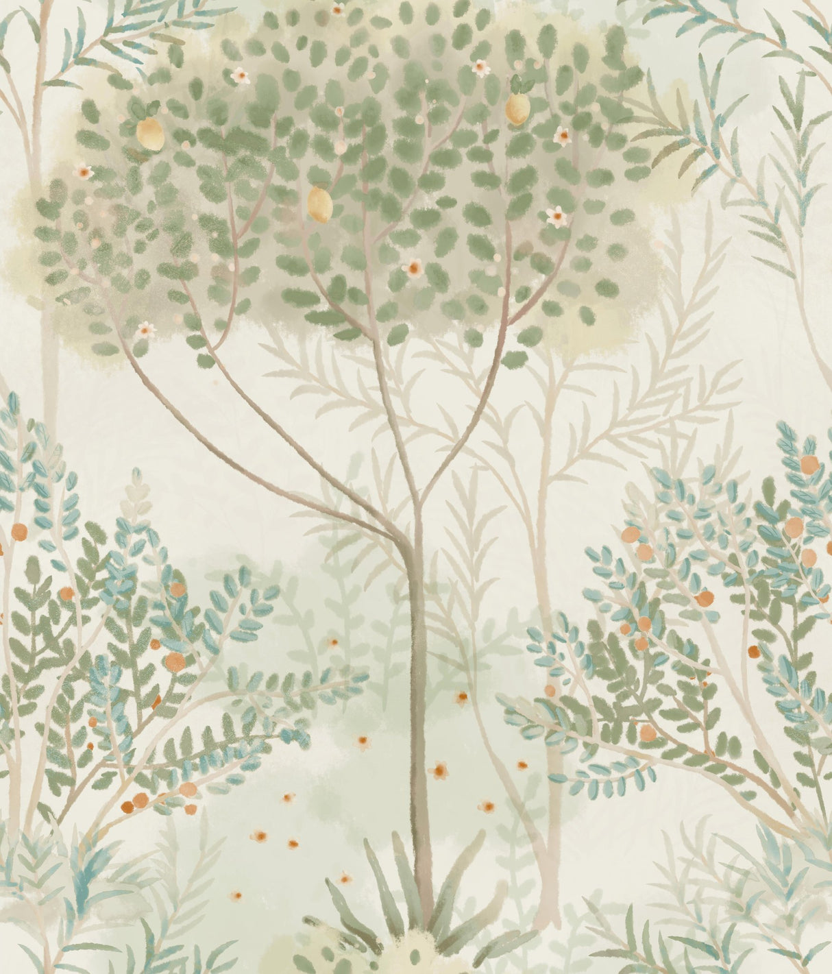 Orchard Beige Wallpaper with Botanical Mediterranean Motif - York MN1821