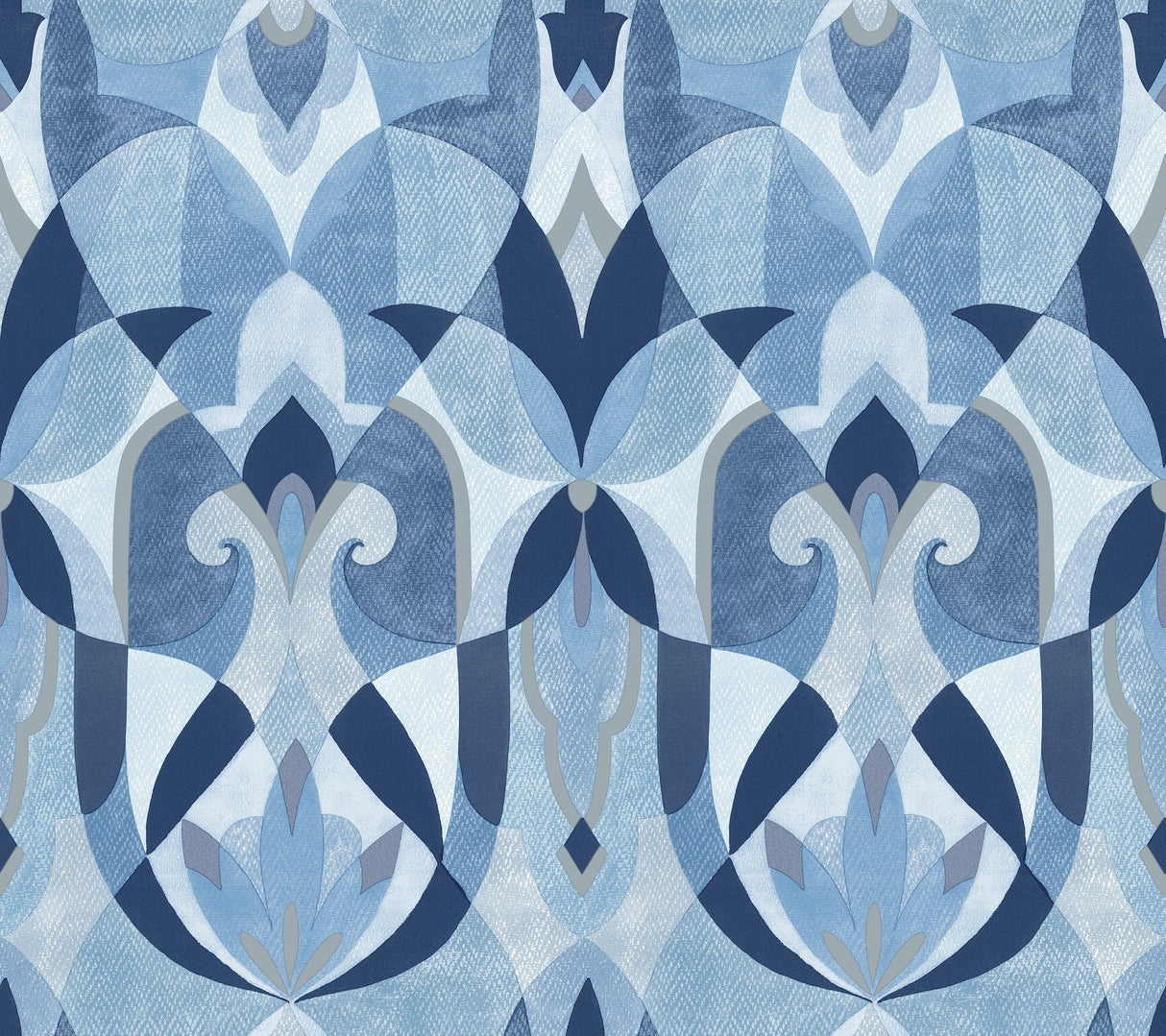 Malta Blue & Silver Geometric Sure Strip Prepasted Wallpaper - York MN1920