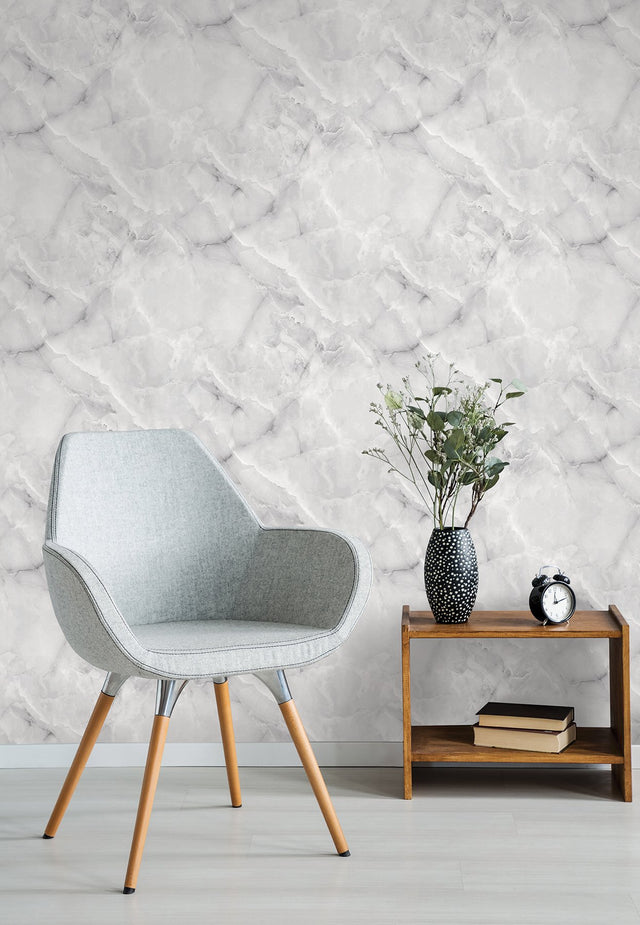 Danby Marble Grey Peel & Stick Wallpaper with Stone Graphic Motif - My Style MS6131