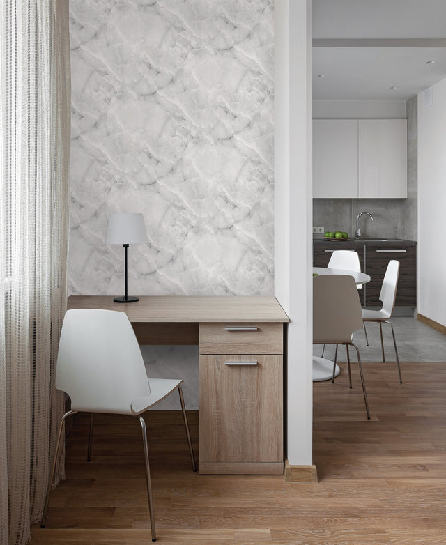 Danby Marble Grey Peel & Stick Wallpaper with Stone Graphic Motif - My Style MS6131