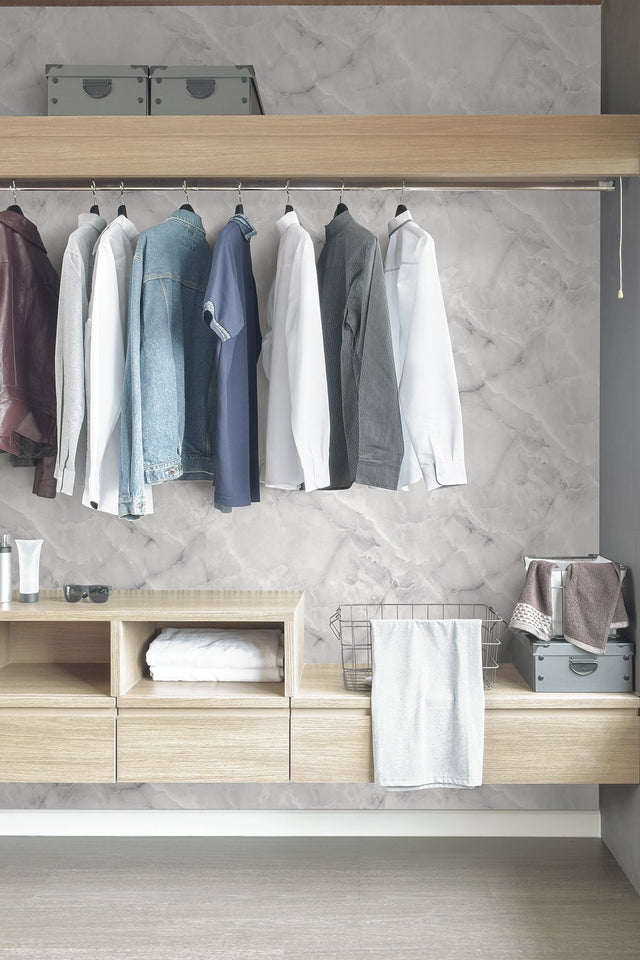 Danby Marble Grey Peel & Stick Wallpaper with Stone Graphic Motif - My Style MS6131