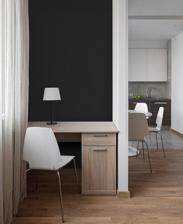 Inkwell Black Peel & Stick Wallpaper with Solid Feature Wall Graphic - My Style MS6132