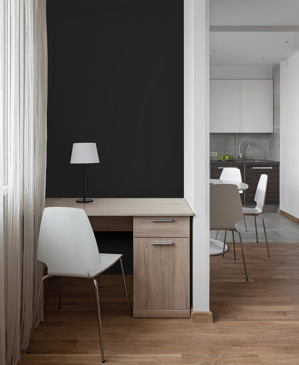 Inkwell Black Peel & Stick Wallpaper with Solid Feature Wall Graphic - My Style MS6132