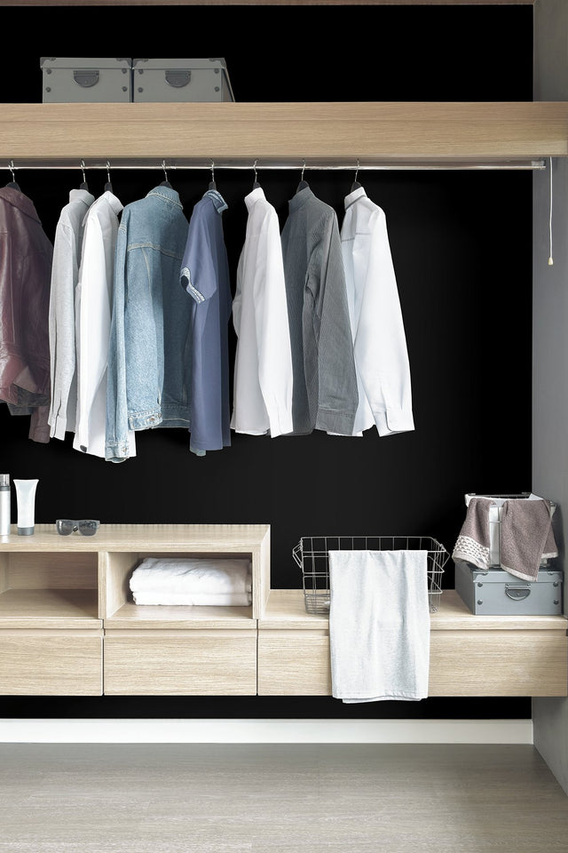 Inkwell Black Peel & Stick Wallpaper with Solid Feature Wall Graphic - My Style MS6132