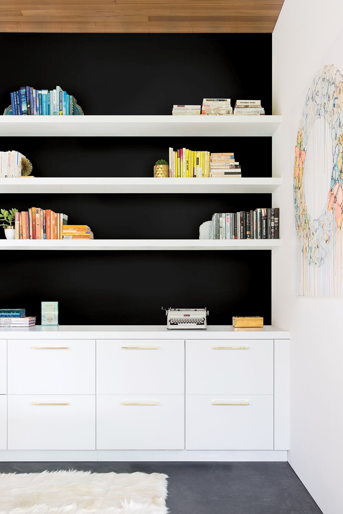 Inkwell Black Peel & Stick Wallpaper with Solid Feature Wall Graphic - My Style MS6132