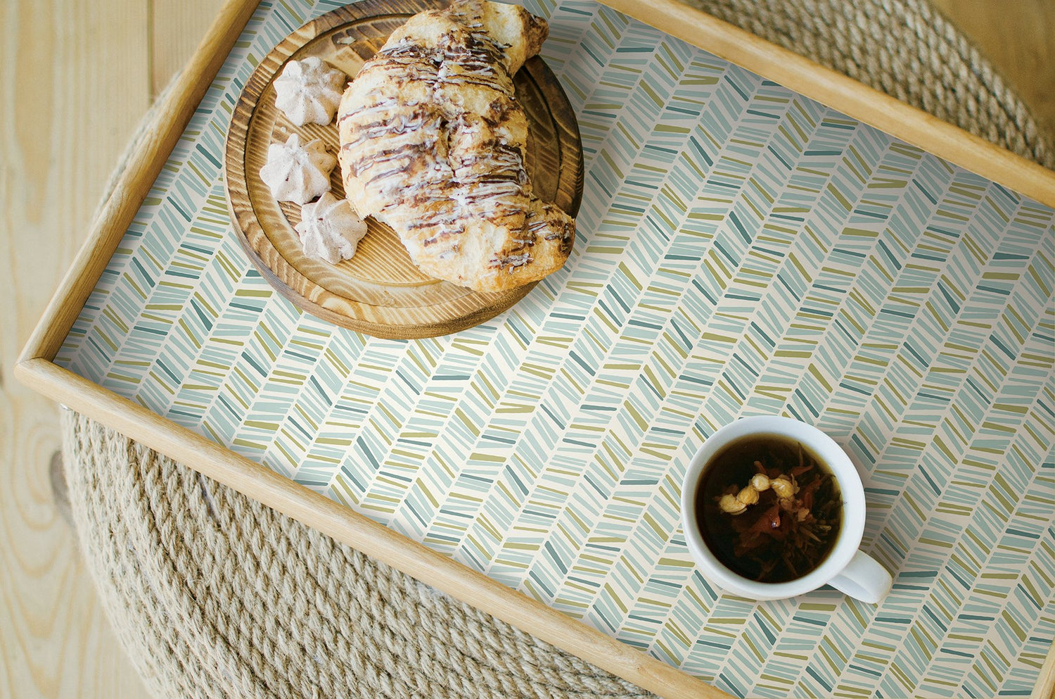 Ivan Broken Chevron Green Peel & Stick Wallpaper with Coastal Graphic Chevron Pattern - Brewster MS6133