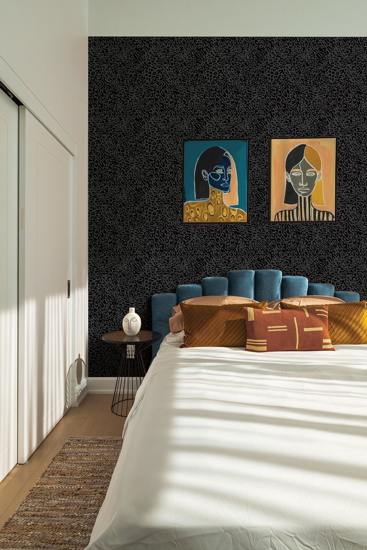 Amur Leopard Skin Black Peel & Stick Wallpaper with Bohemian Animal Print Pattern - My Style MS6134