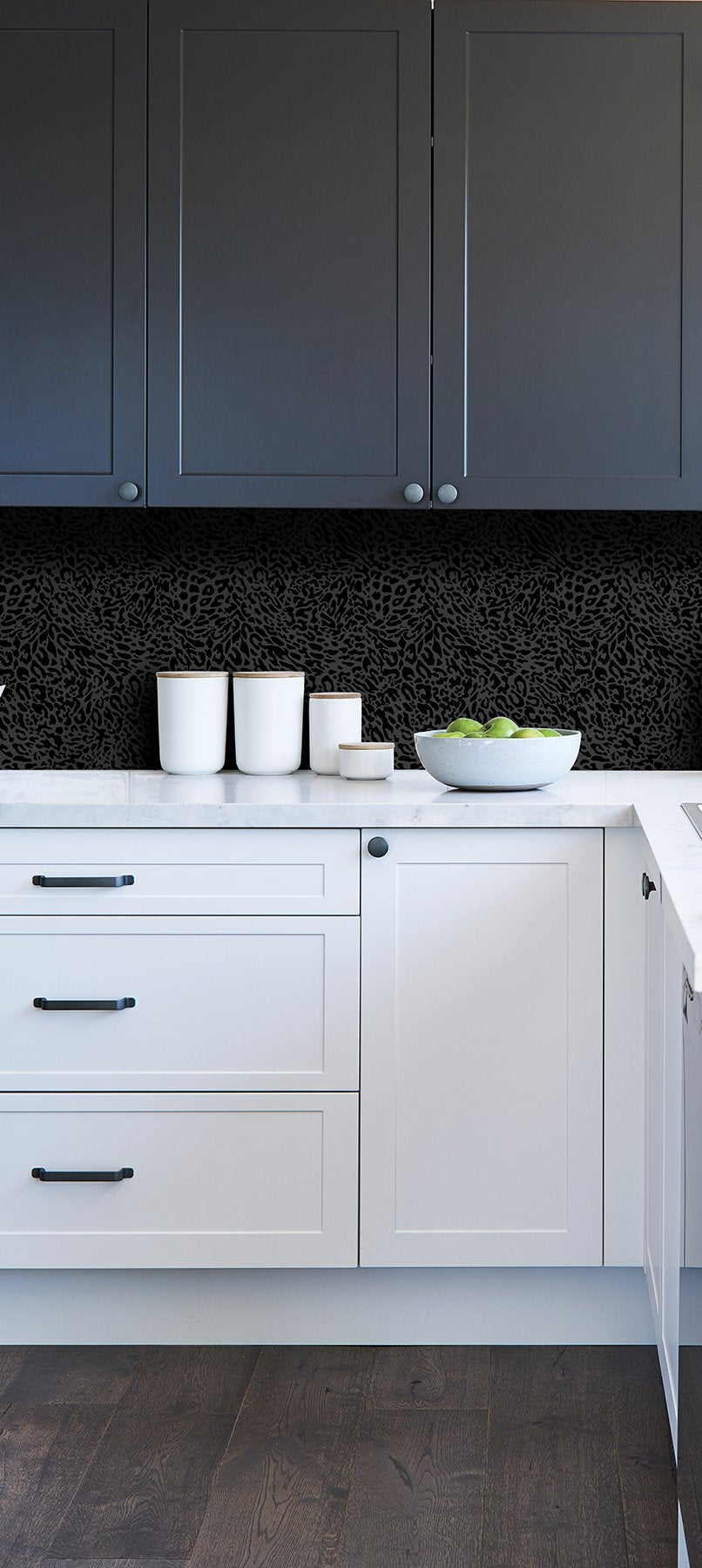 Amur Leopard Skin Black Peel & Stick Wallpaper with Bohemian Animal Print Pattern - My Style MS6134