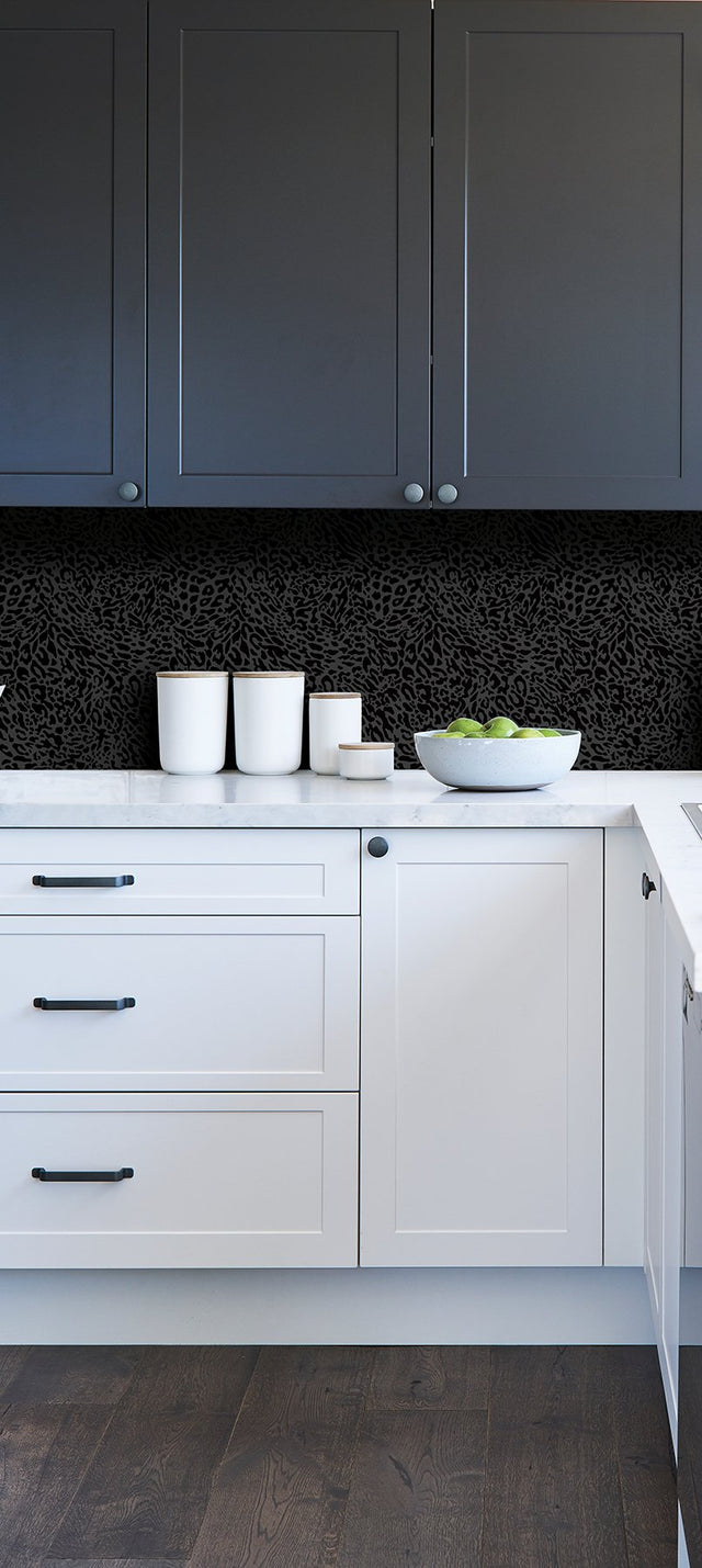 Amur Leopard Skin Black Peel & Stick Wallpaper with Bohemian Animal Print Pattern - My Style MS6134