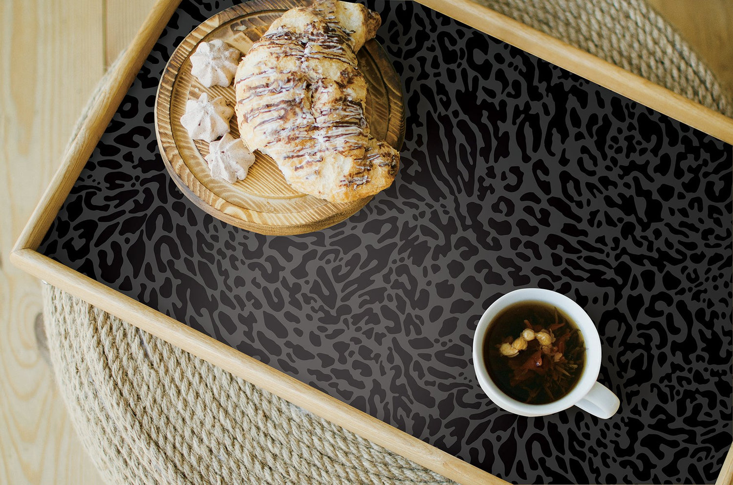 Amur Leopard Skin Black Peel & Stick Wallpaper with Bohemian Animal Print Pattern - My Style MS6134