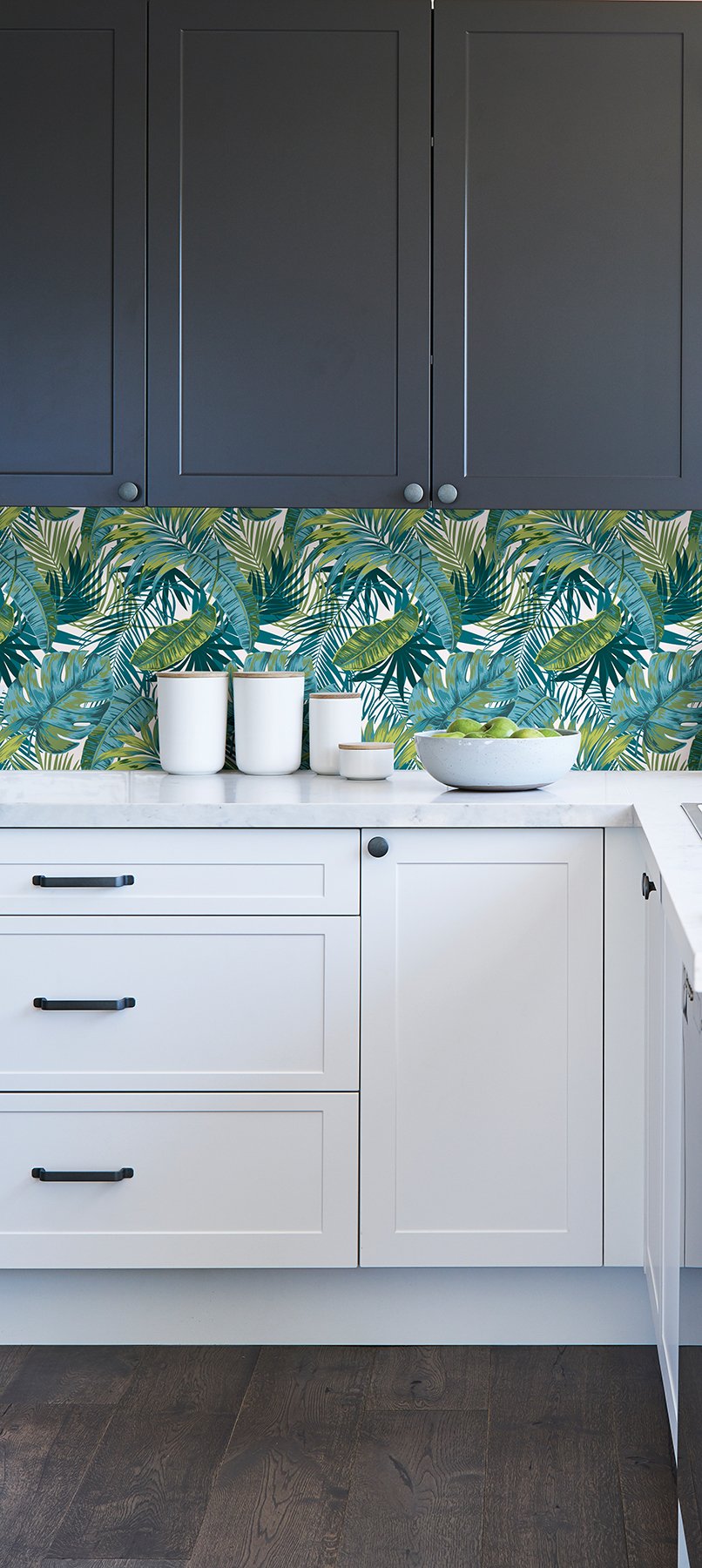 Bangalow Tropical Palm Green Peel & Stick Wallpaper with Botanical Leaf Motif, Bohemian Style - MS6135