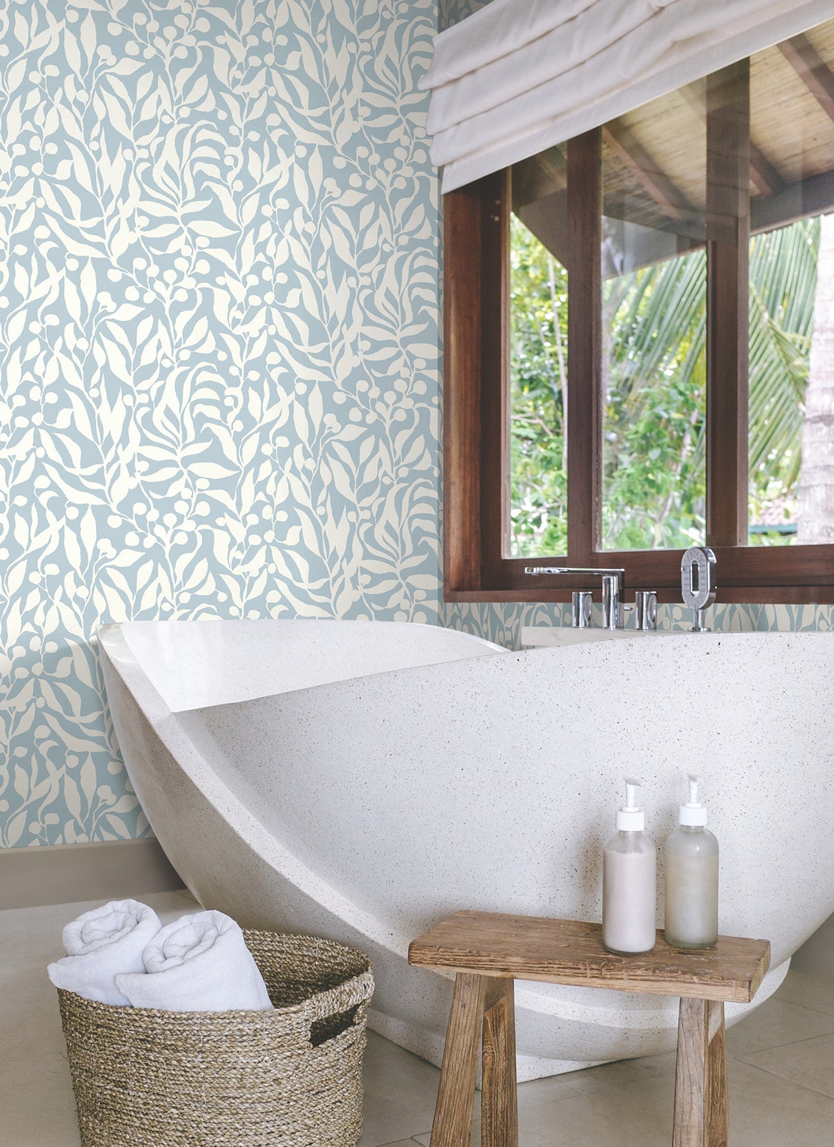 Olive Mill Sky Blue by York Wallcoverings Botanical Wallpaper – York Wallcoverings MT5612