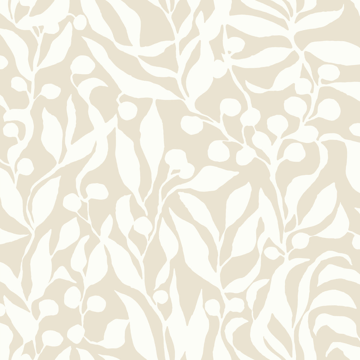 Olive Mill Beach Wallpaper by York Wallcoverings featuring white botanical leaf and olive branch silhouettes on a sandy beige background - MT5613