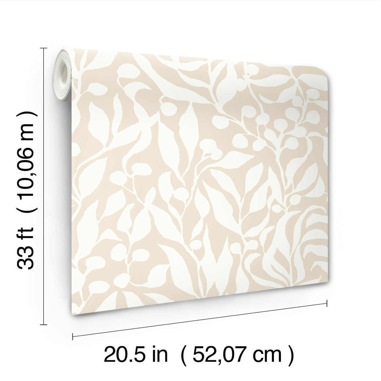 Olive Mill Beach Beige and White Botanical Leaf Silhouette Coastal Wallpaper by York Wallcoverings Montecito Collection - MT5613