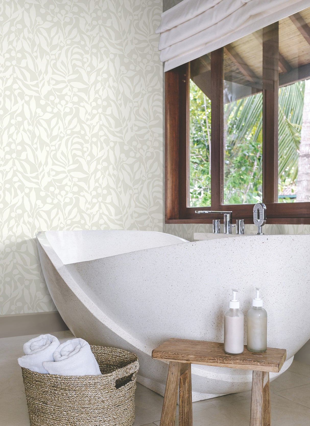 Olive Mill Salt by York Wallcoverings Botanical Non Woven Sidewall Wallpaper- York Wallcoverings MT5615