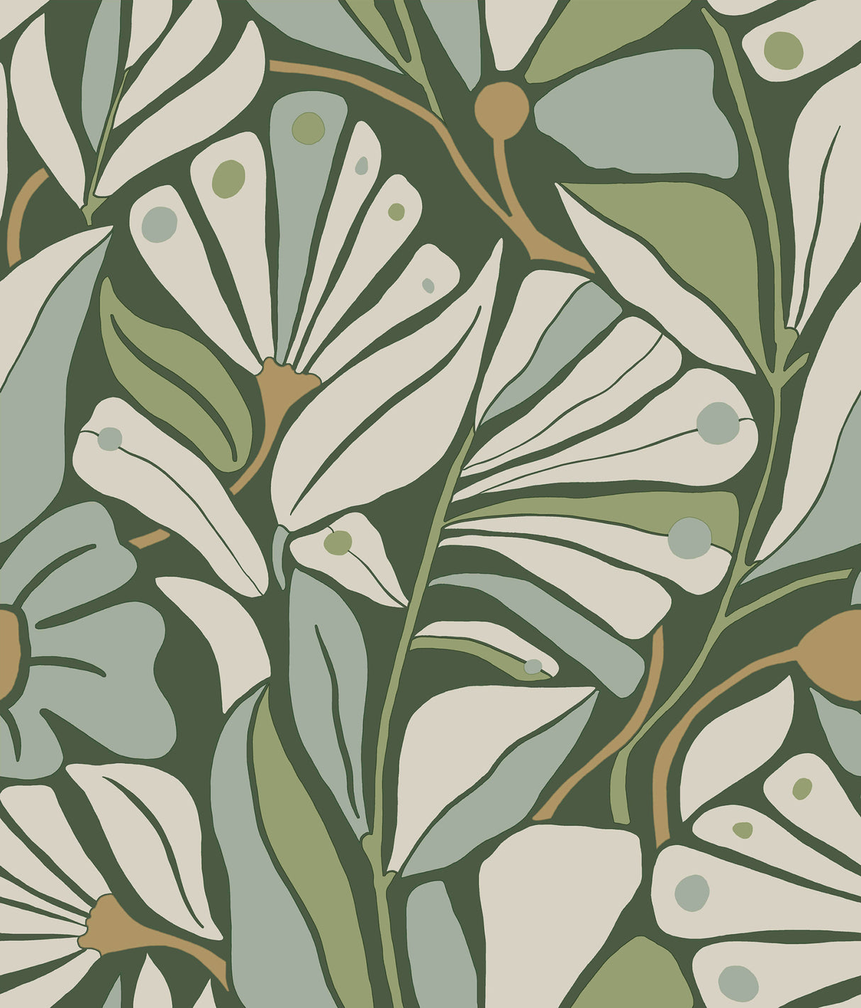 York MT5627 Cabana Club Lush Wallpaper in greens with botanical fronds