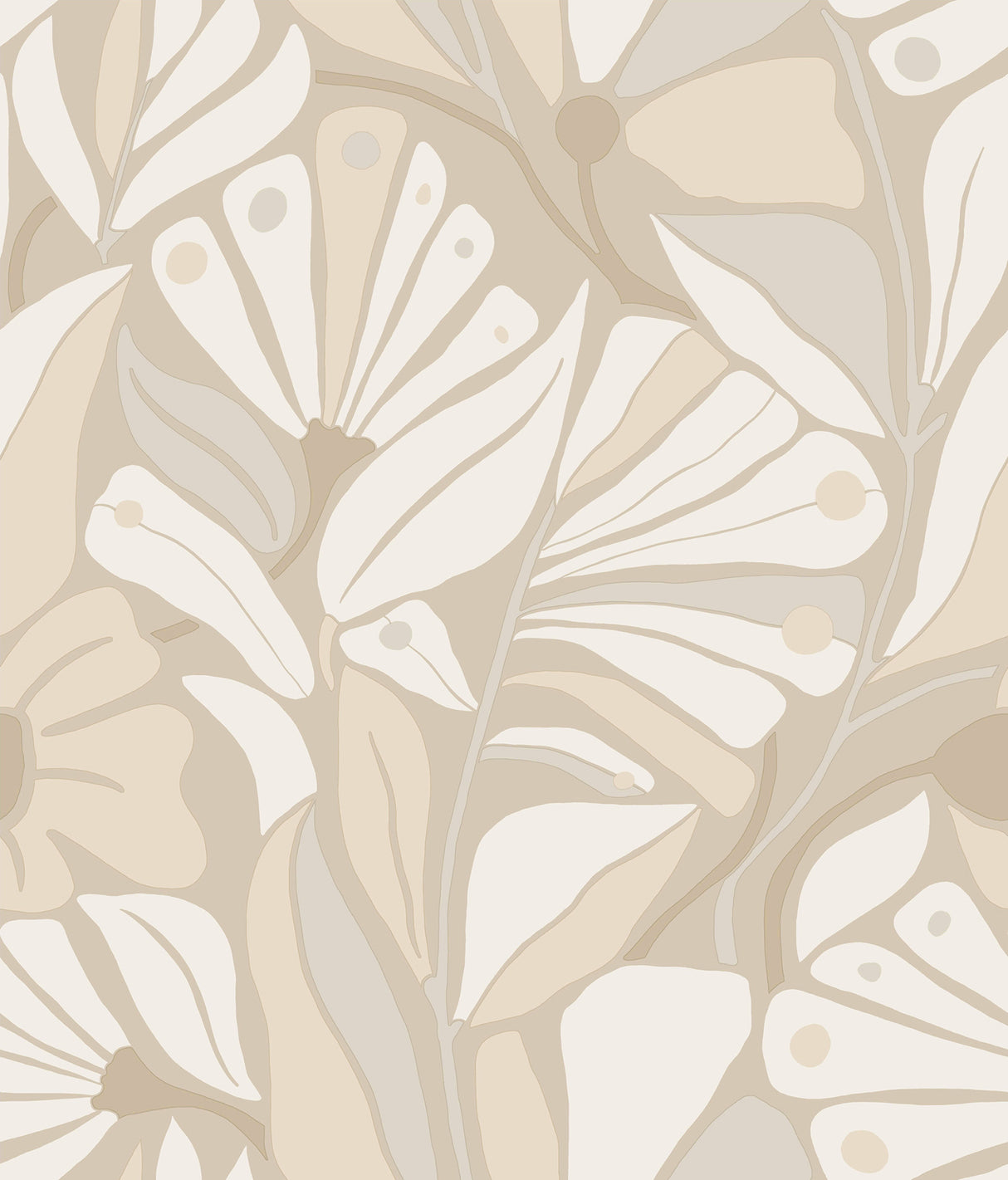 Cabana Club Fog Wallpaper by York Wallcoverings MT5629 - Beige Botanical Coastal Pattern