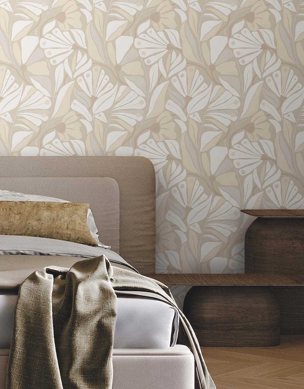 Cabana Club Fog by York Wallcoverings Bohemian Floral Botanical Coastal Non Woven Wallpaper, 20.5-in x 33-ft, Montecito Collection - MT5629