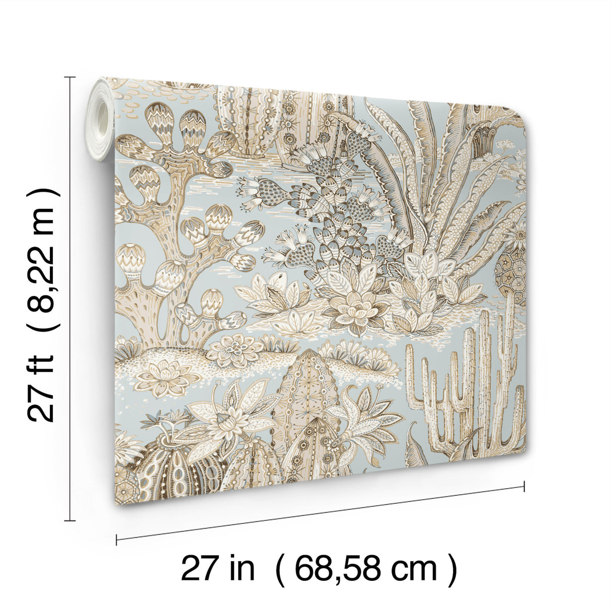 Lotus Land Cacti Sky Blue by York Wallcoverings Novelty Wallpaper – York Wallcoverings MT5634