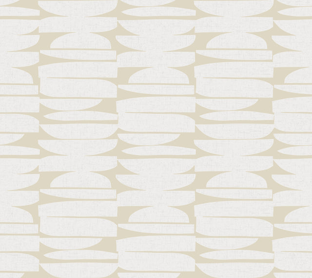 York Wallcoverings Lovely Libra Beach geometric wallpaper roll in beige and cream, 27 in x 27 ft