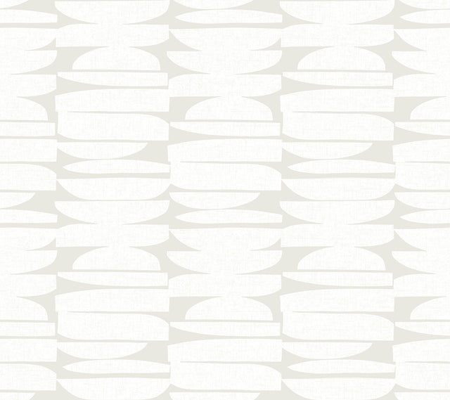 York Lovely Libra Salt geometric wallpaper with stacked shapes in pale grey and cream, roll view
