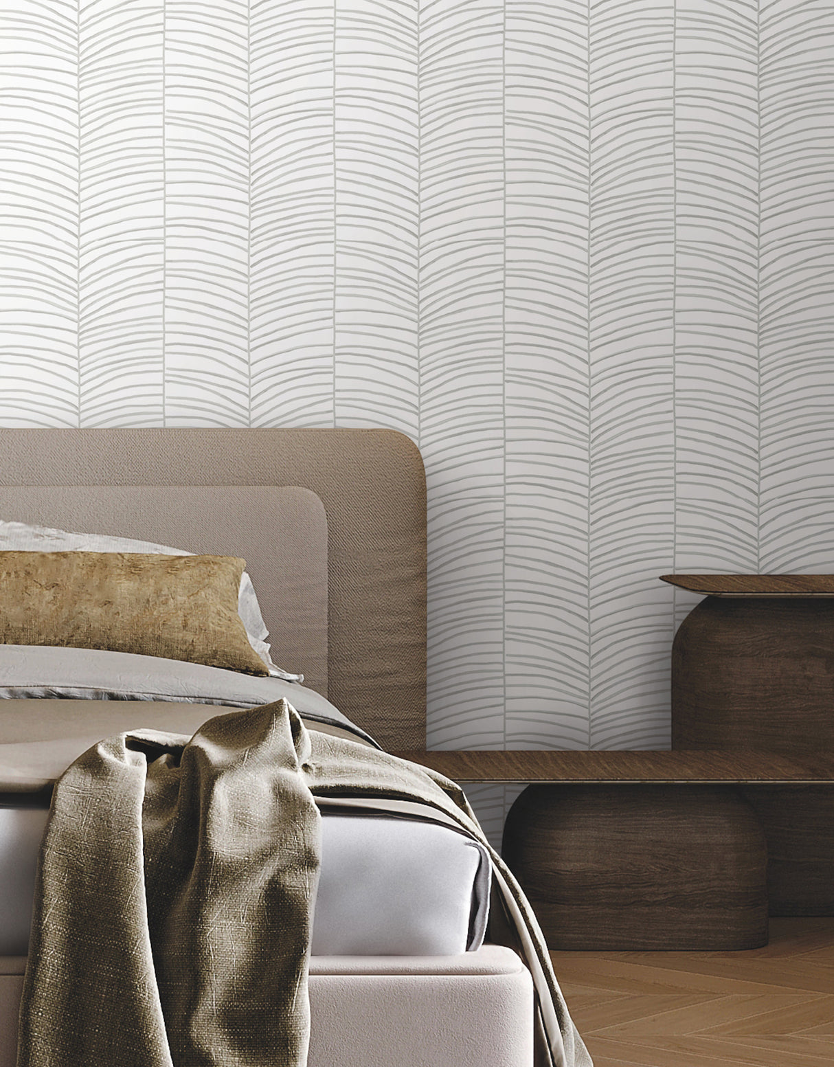Cascade Palm Chevron Fog by York Wallcoverings Wallpaper – York Wallcoverings MT5671