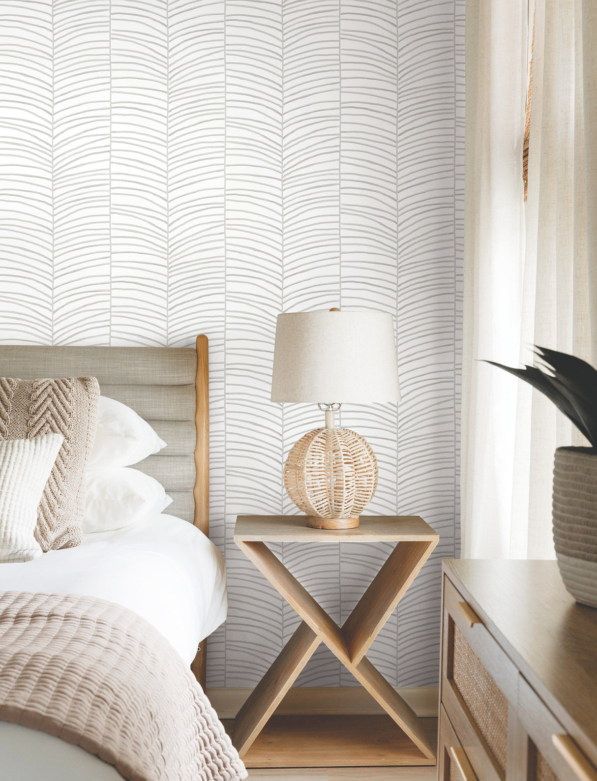 Cascade Palm Chevron Fog by York Wallcoverings Wallpaper – York Wallcoverings MT5671
