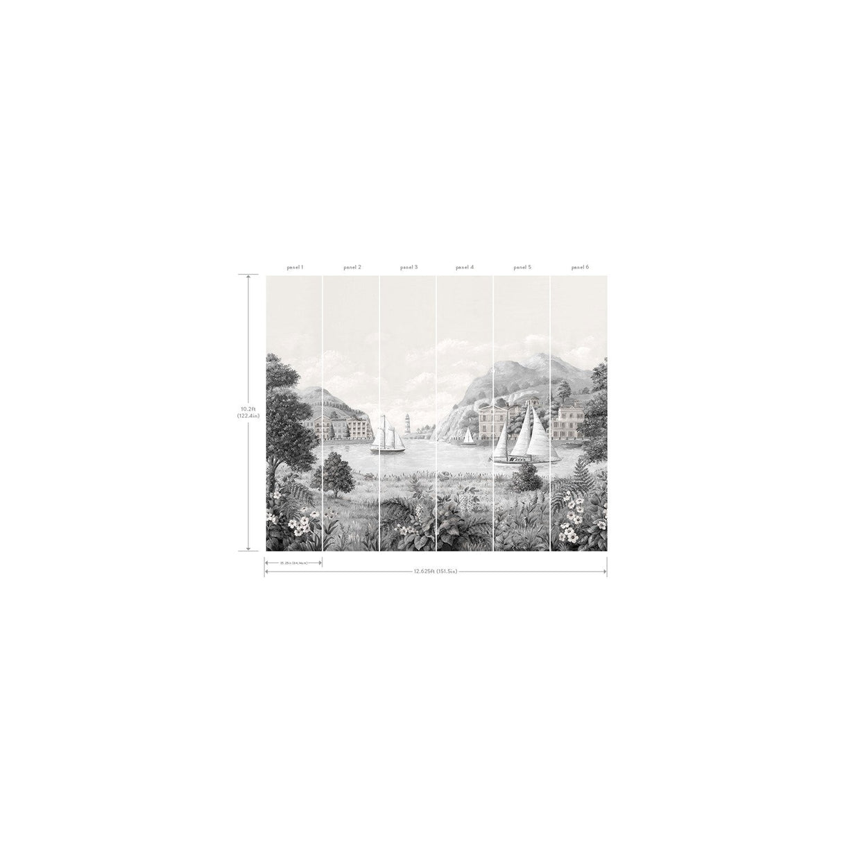 Safe Harbor Grey & Neutral Wall Mural with Nautical Scenic Pattern, Traditional Style - York MU0319M
