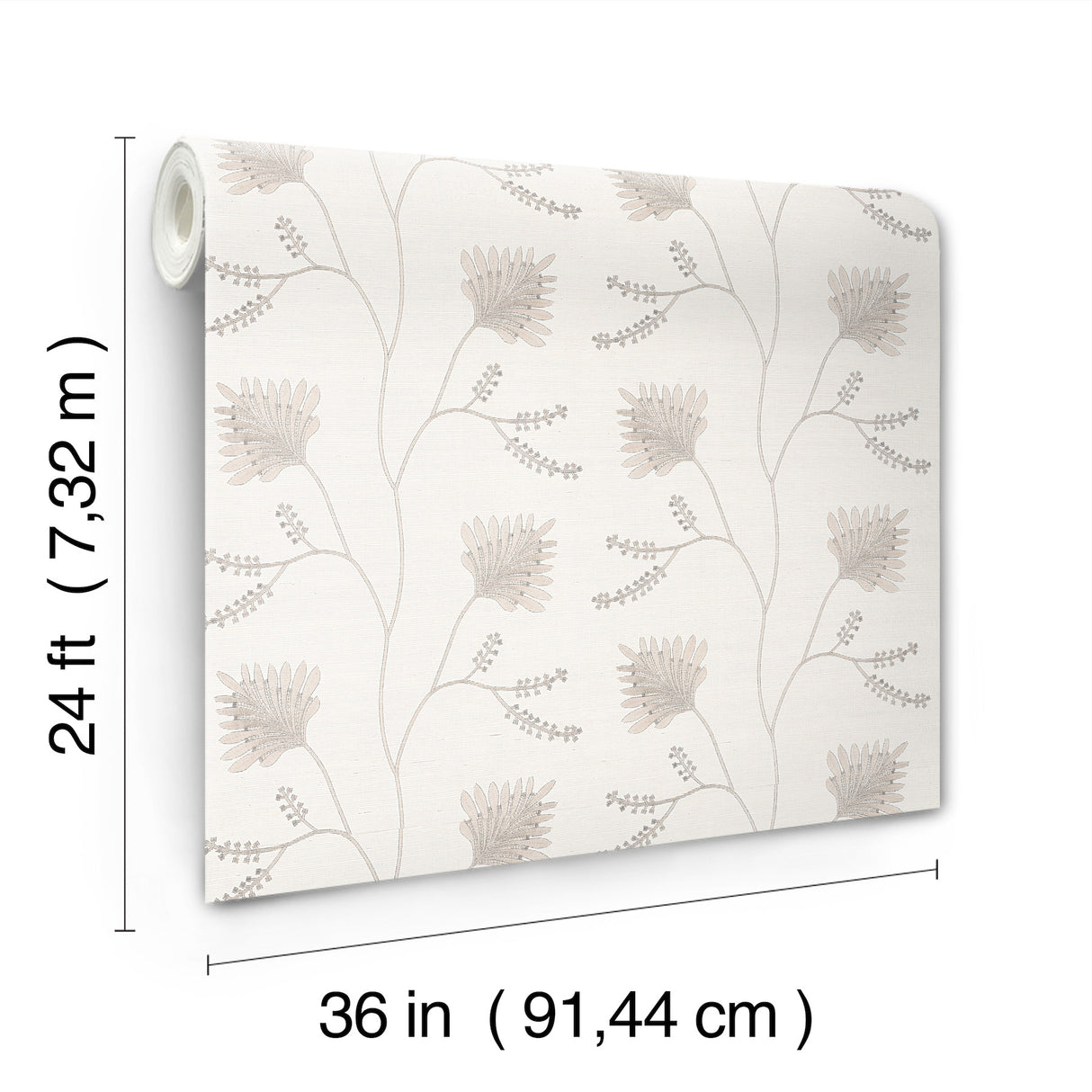 Laelynn Pearl by Ronald Redding Embroidered Sisal Grasscloth Wallpaper- York Designer Series MX9606