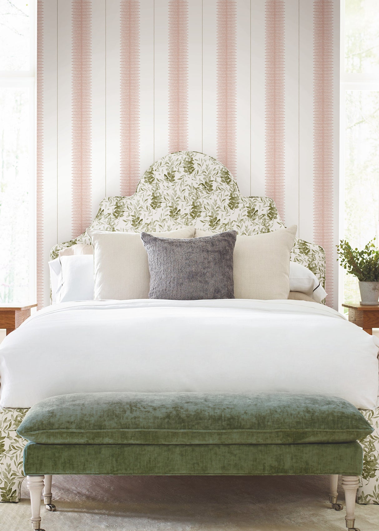 Tandem Stripe Brick by Ronald Redding Astoria Collection Contemporary Metallic Feathered Column Striped Non-Woven Wallpaper - MX9613