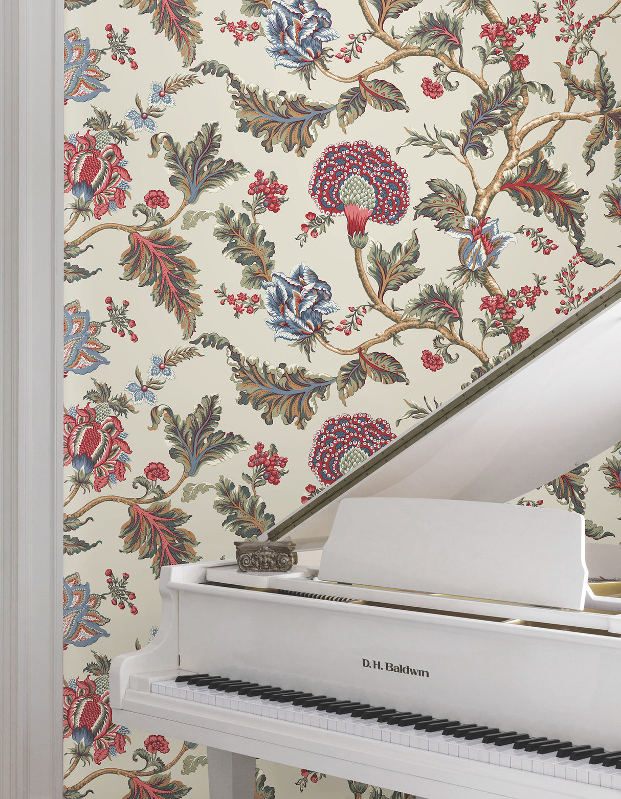 Monroe Cherry by Ronald Redding Traditional Jacobean Floral Wallpaper – York Designer Series MX9623W