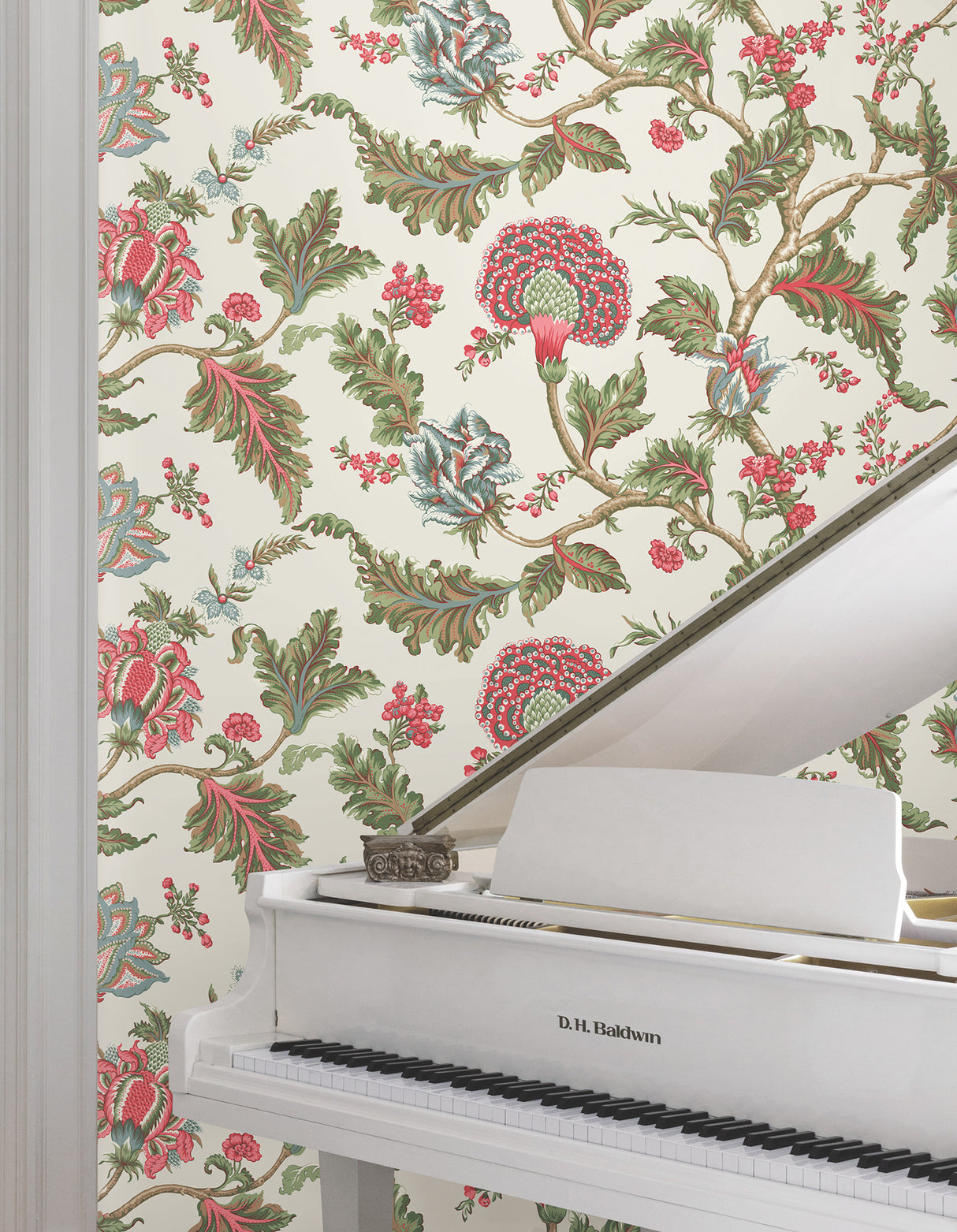 Monroe Rhubarb by Ronald Redding Jacobean Floral Wallpaper – York Designer Series MX9625W
