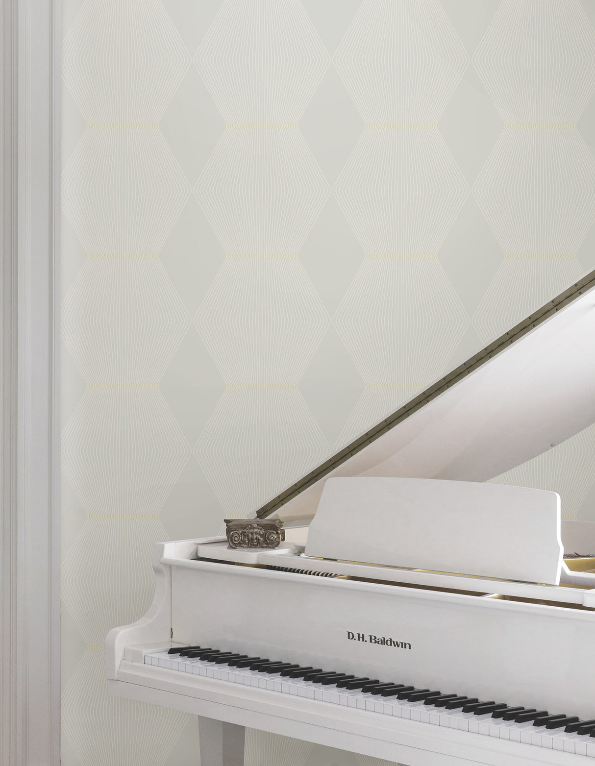 Diamond Legacy Soft Grey by Ronald Redding Modern Raised Ink Geometric Column Non Woven Unpasted Residential Wallpaper - MX9633