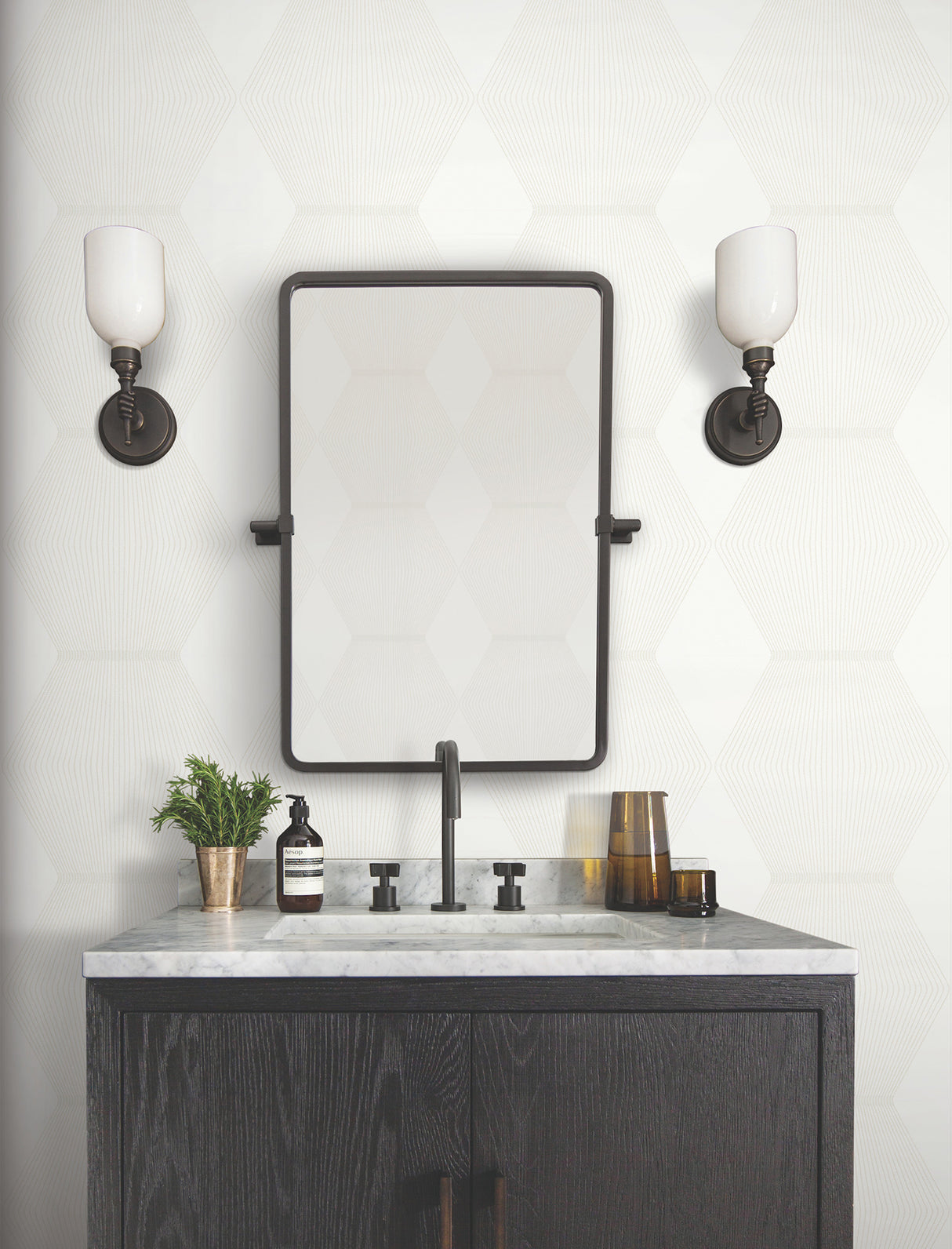 Diamond Legacy White by Ronald Redding Geometric Wallpaper- York Designer Series MX9634