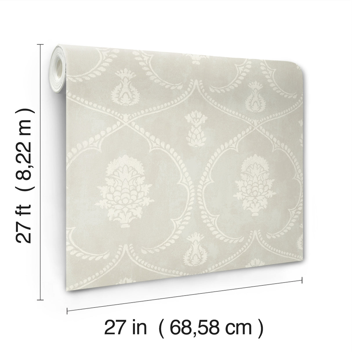 Royal Damask Soft Grey by Ronald Redding Damask Wallpaper – York Designer Series MX9642