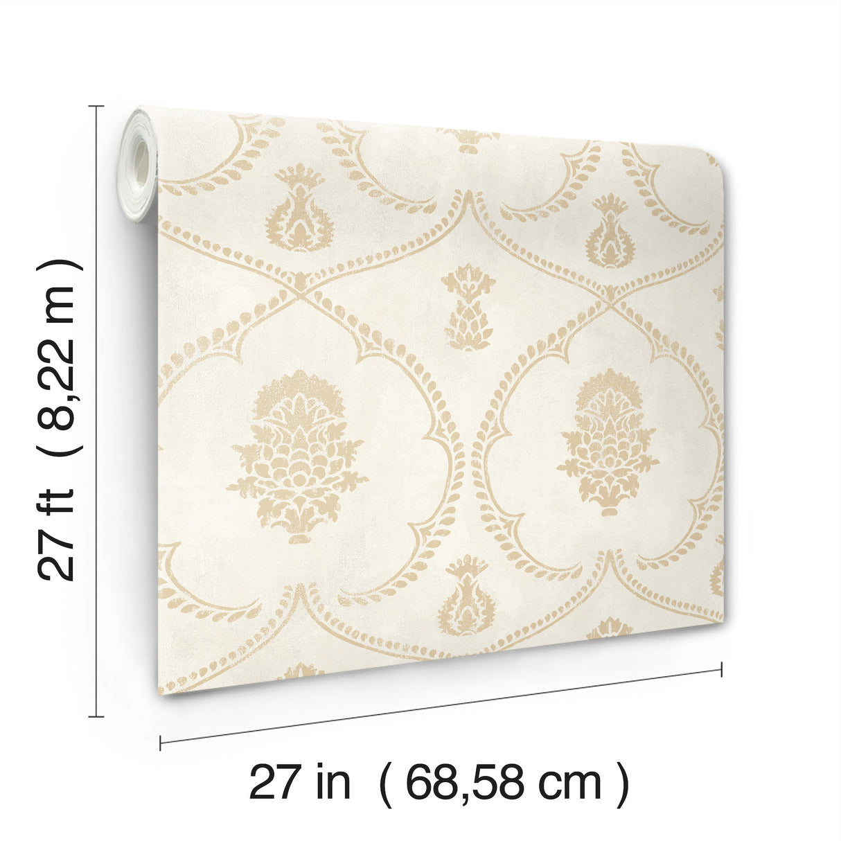 Royal Damask Soft Gold by Ronald Redding Damask Wallpaper – York Designer Series MX9643
