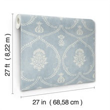 Royal Damask Blue by Ronald Redding Damask Wallpaper- York Designer Series MX9644