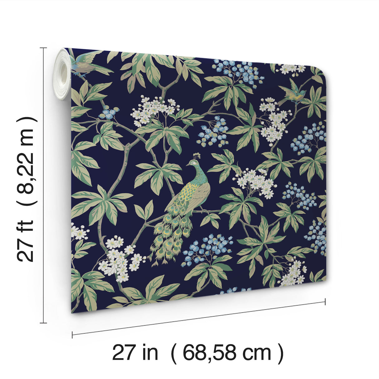 Peacock Estate Navy by Ronald Redding Wallpaper- York Designer Series MX9661