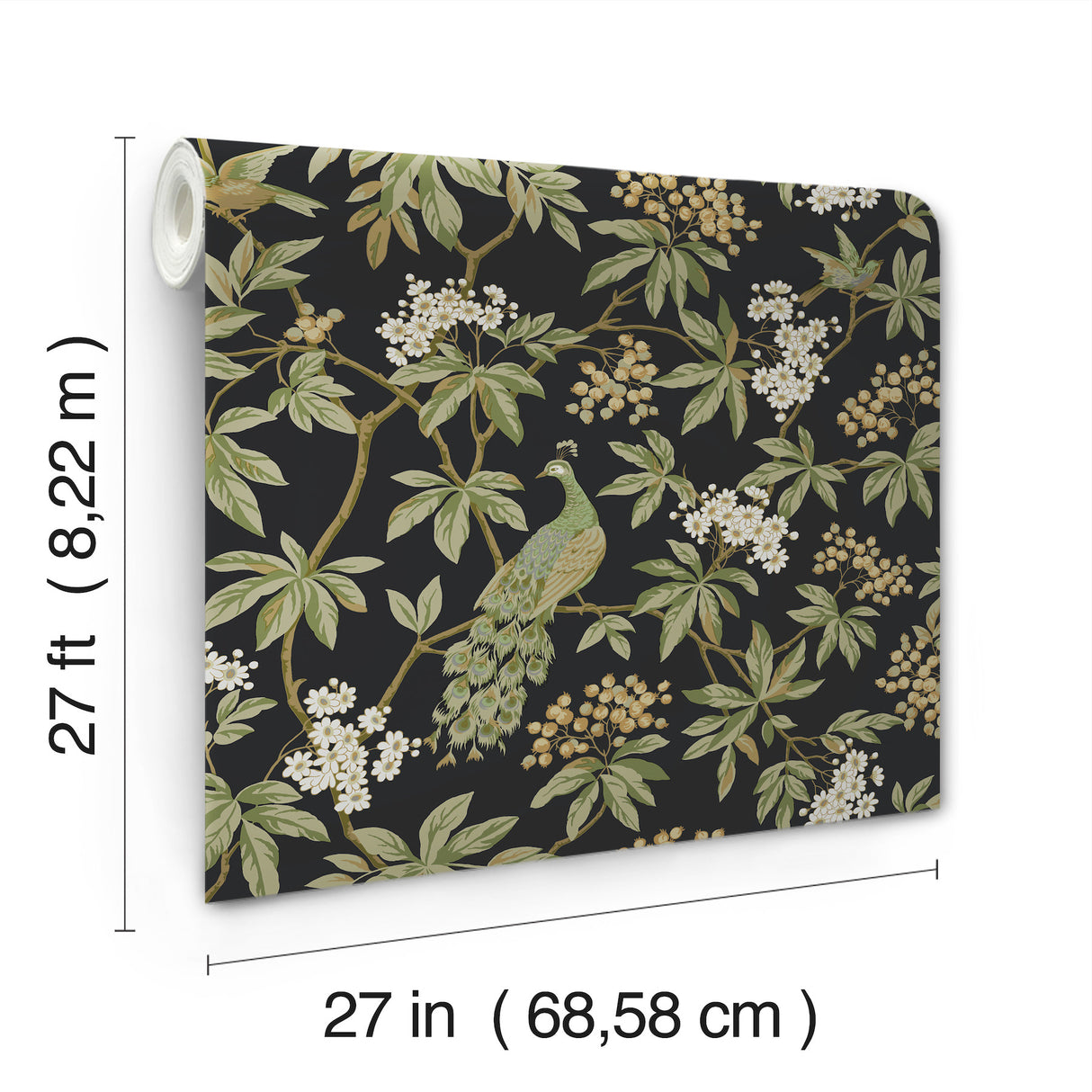 Peacock Estate Black by Ronald Redding Animals & Insects Wallpaper – York Designer Series MX9662
