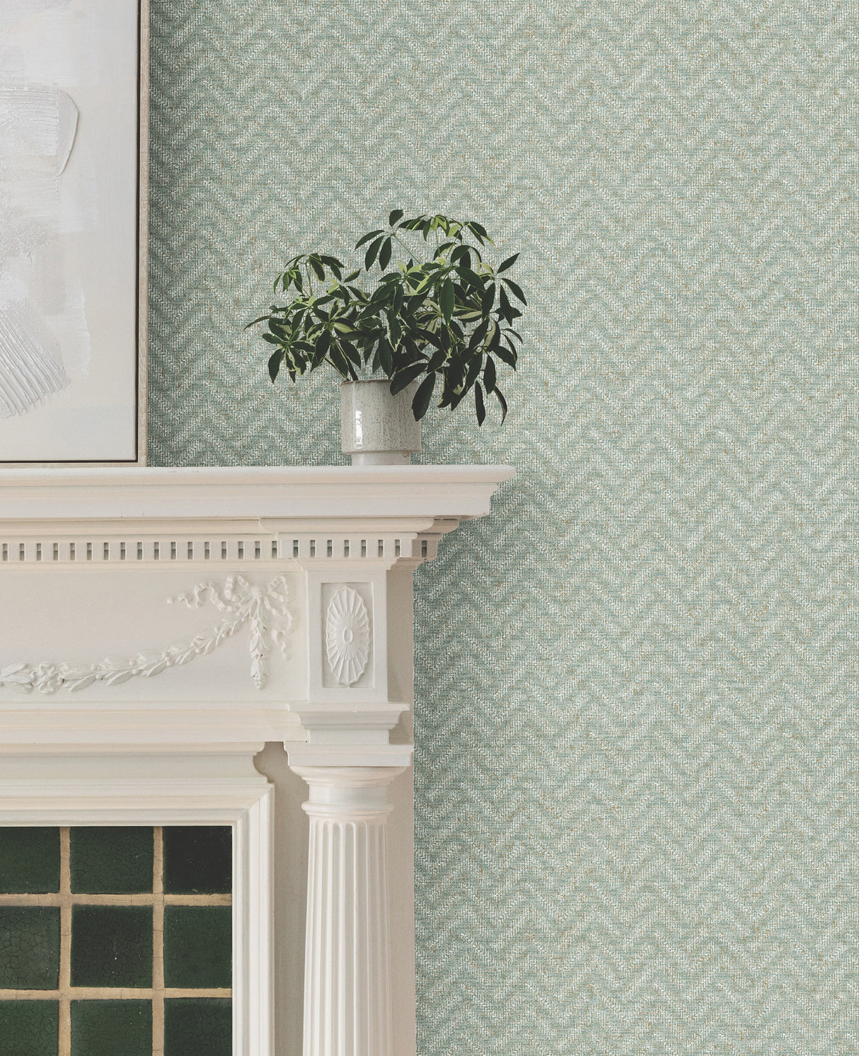Regent Jade by Ronald Redding Chevron Wallpaper – York Designer Series MX9672