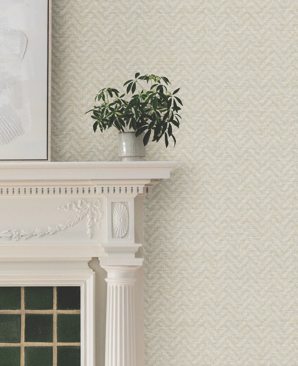 Regent Soft Grey by Ronald Redding Astoria Collection Transitional Raised Ink Chevron Herringbone Unpasted Non Woven Wallpaper - MX9674