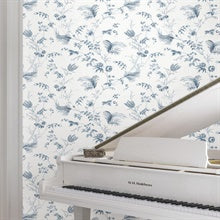 Floral Lace Navy by Ronald Redding Floral Wallpaper- York Designer Series MX9683