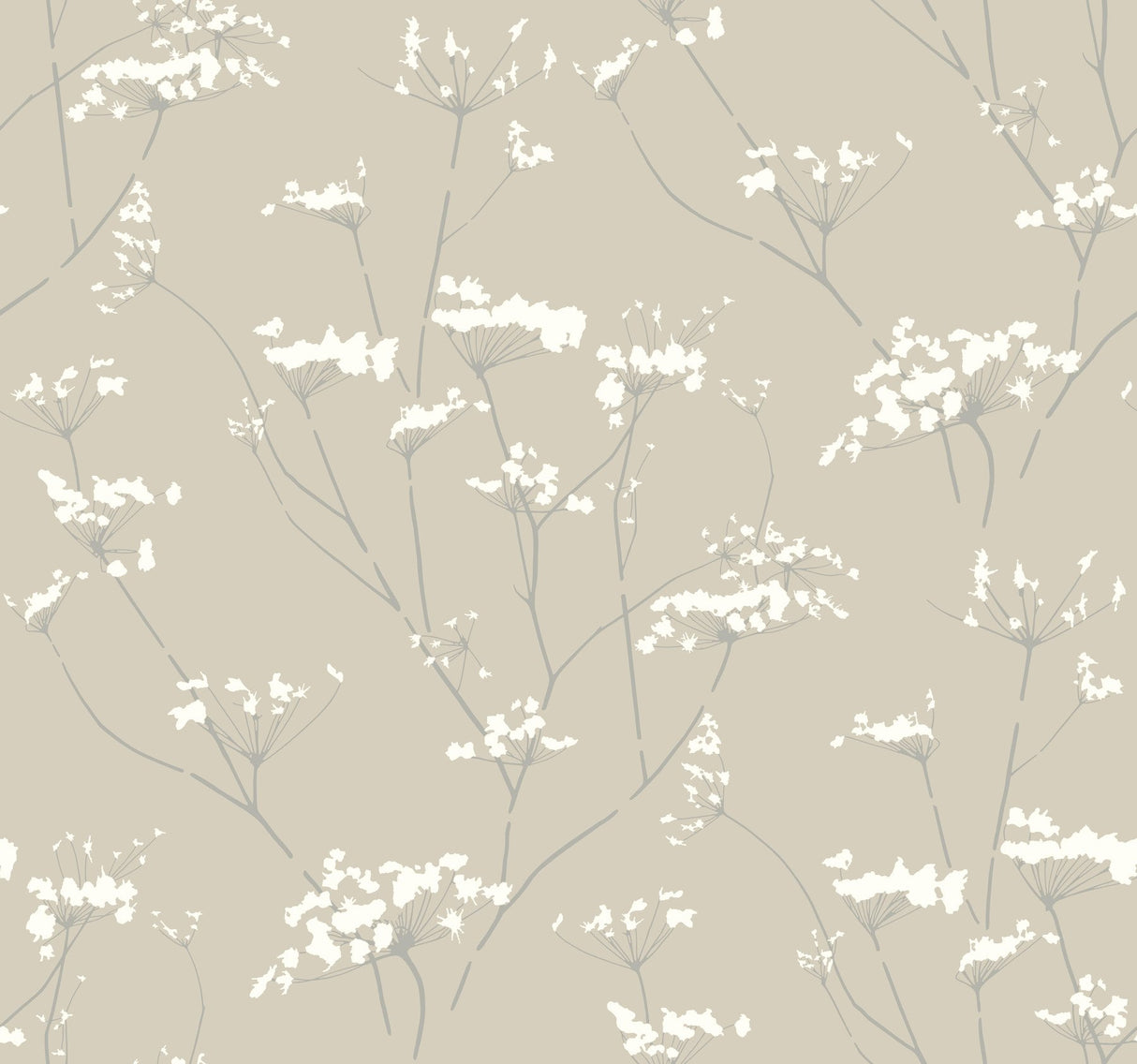 Enchanted Tan Botanical Non Woven Wallpaper with Delicate Wildflower Silhouette - York NA0599
