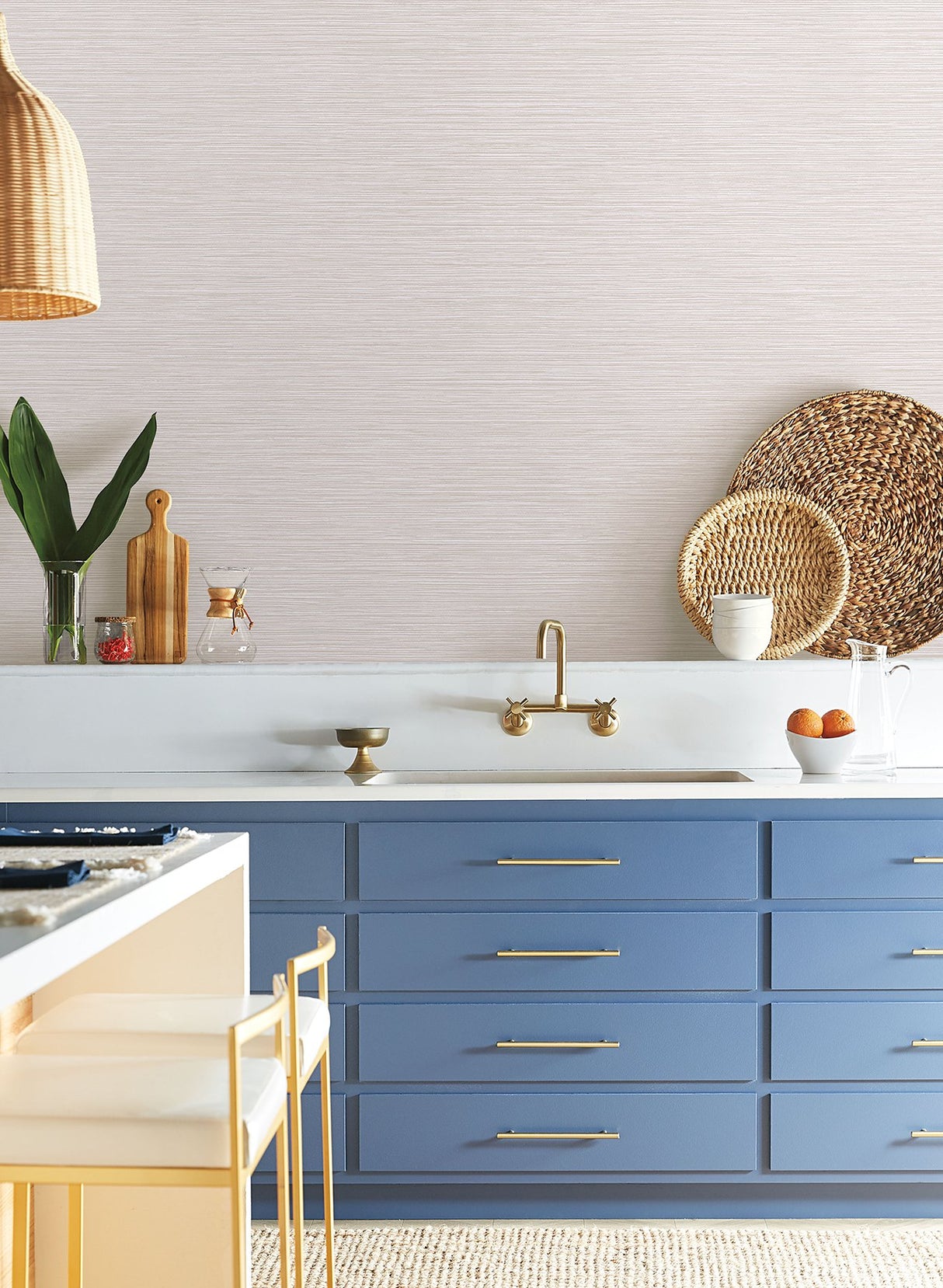 Grass Roots Light Grey Wallpaper with Metallic Faux Grasscloth Texture - York ND3030N