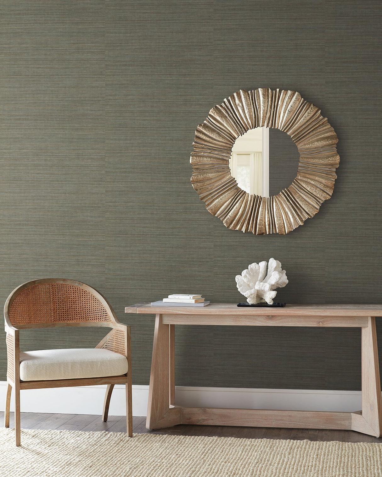 Tasar Silk Green Textured Wallpaper - York ND3077N
