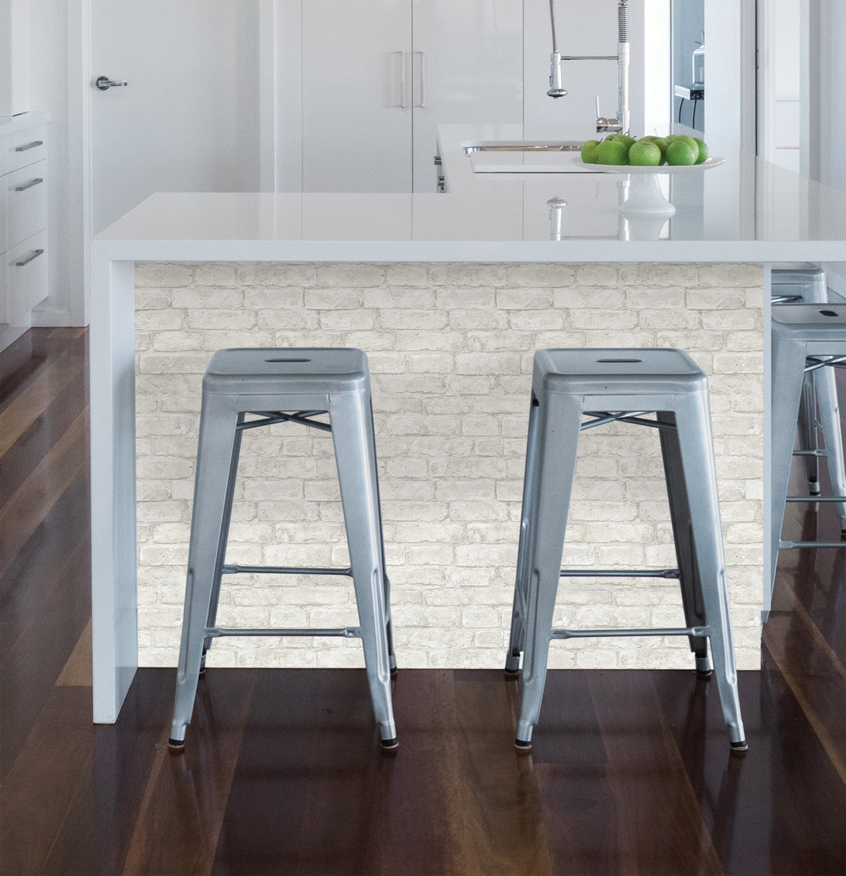 Portsmouth Brick White by InHome Peel and Stick Realistic Brick Texture Wallpaper for Walls and Backsplashes - WallPops NH4329