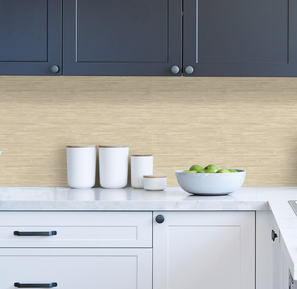 Harlow Weave Cream by InHome Faux Grasscloth Horizontal Woven Texture Peel and Stick Wallpaper WallPops Collection - NH4331